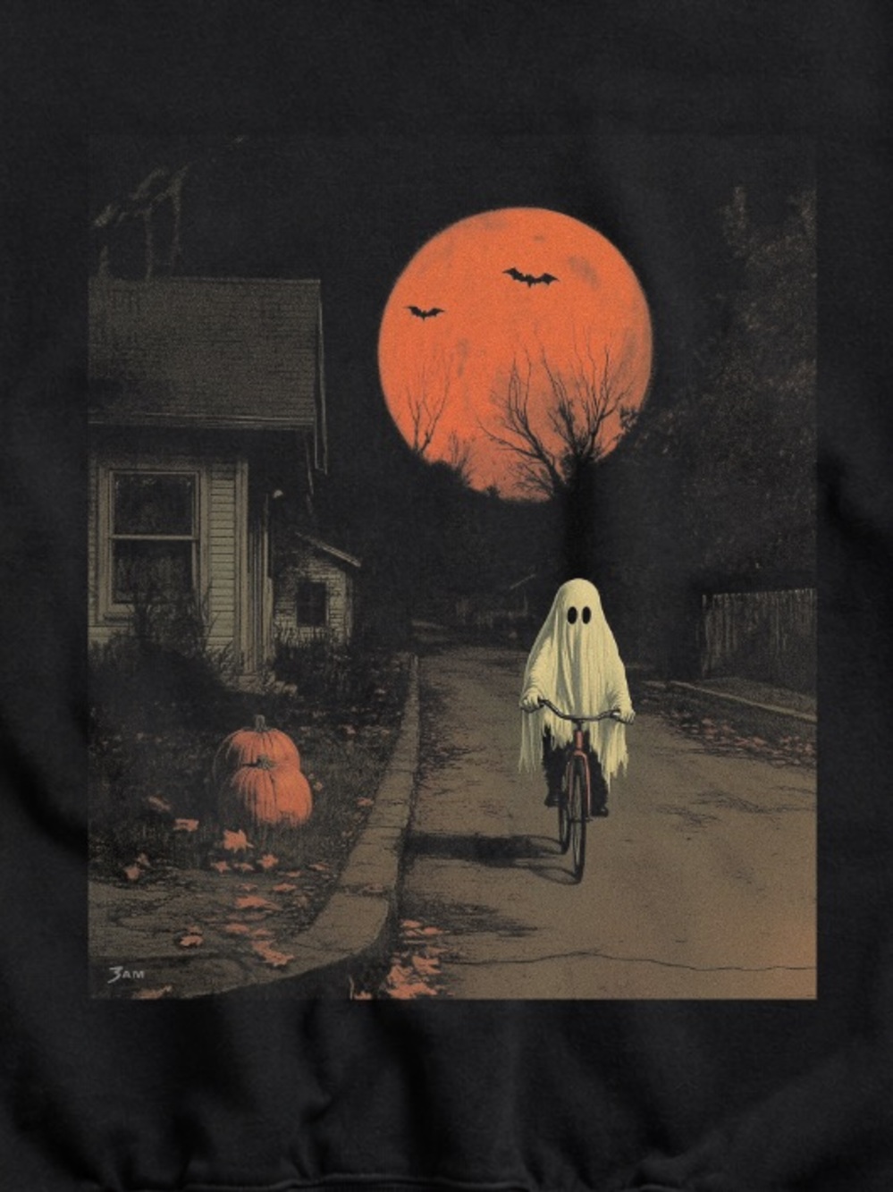 Gildan Black Halloween Ghost Rider Graphic Crewneck Sweatshirt